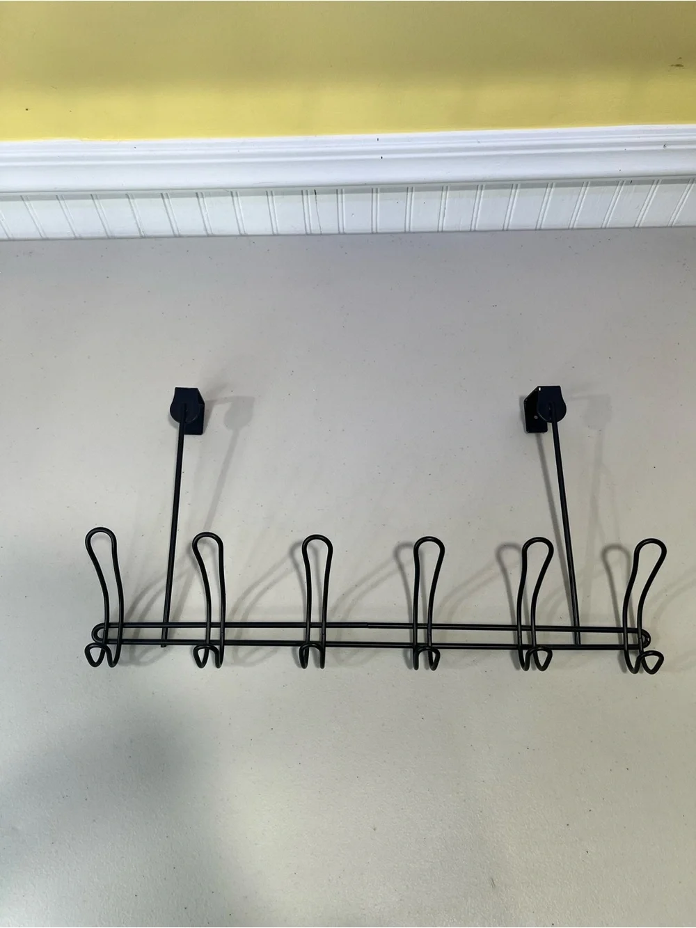 Over-the-Door Black Metal Coat Rack with 6 Hooks